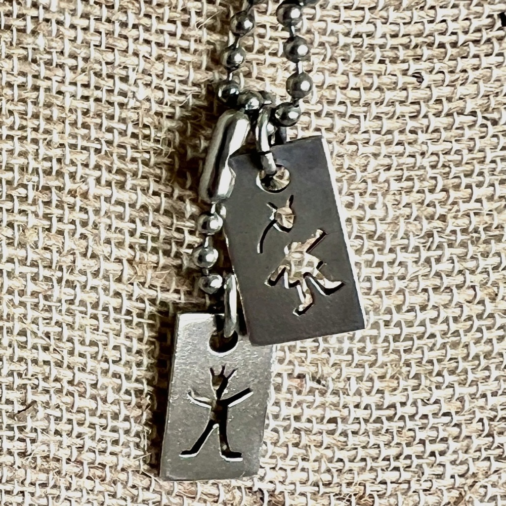 SOLD! Anni & Co. 1991 Sterling Silver Cutout Pendant Necklace Girl & Boy VTG